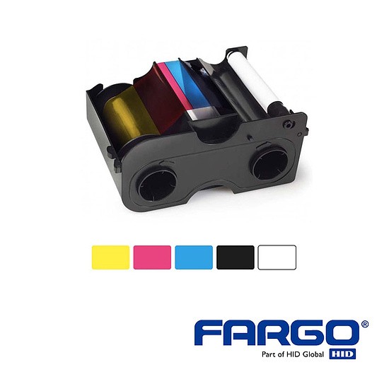 HID Fargo DTC1250 YMCKO Half Panel Ribbon 350 Prints with cleaningrole-e